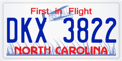 NC license plate DKX3822