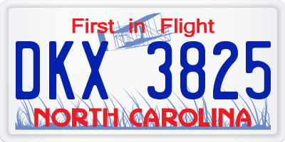 NC license plate DKX3825