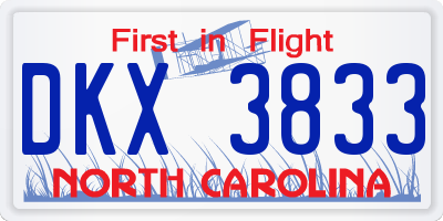NC license plate DKX3833