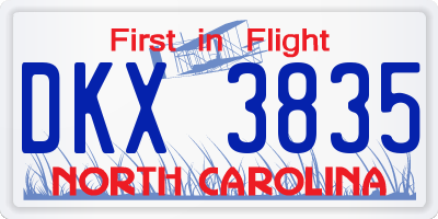 NC license plate DKX3835