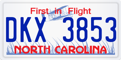 NC license plate DKX3853