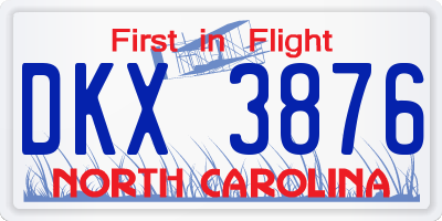 NC license plate DKX3876