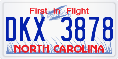 NC license plate DKX3878