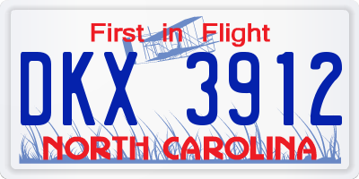 NC license plate DKX3912