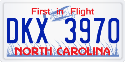NC license plate DKX3970