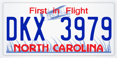 NC license plate DKX3979