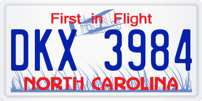 NC license plate DKX3984