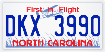 NC license plate DKX3990