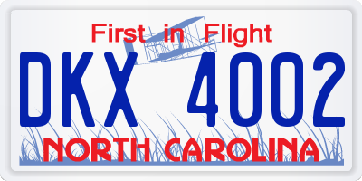 NC license plate DKX4002