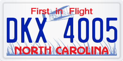 NC license plate DKX4005