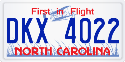 NC license plate DKX4022