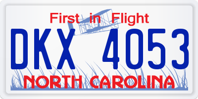 NC license plate DKX4053