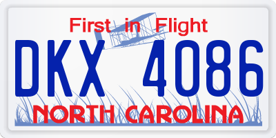 NC license plate DKX4086