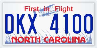 NC license plate DKX4100