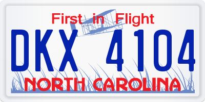NC license plate DKX4104