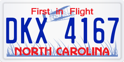 NC license plate DKX4167