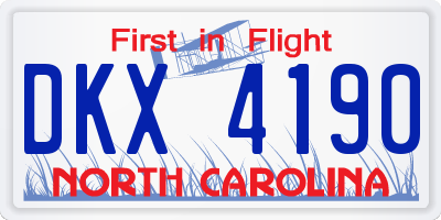 NC license plate DKX4190