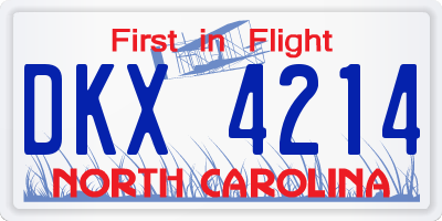 NC license plate DKX4214