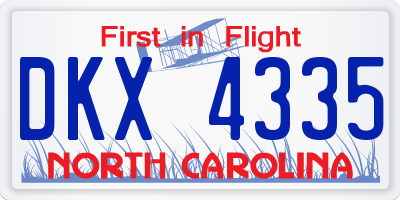 NC license plate DKX4335