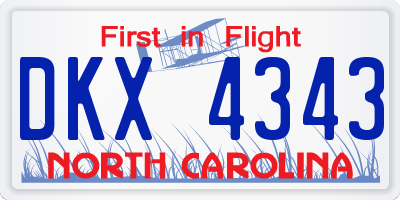 NC license plate DKX4343