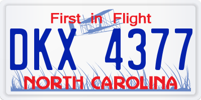 NC license plate DKX4377
