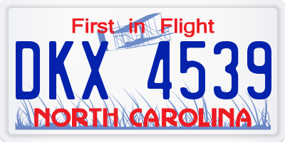 NC license plate DKX4539