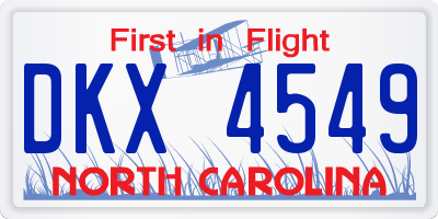 NC license plate DKX4549