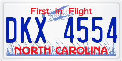 NC license plate DKX4554