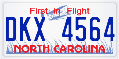 NC license plate DKX4564