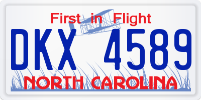 NC license plate DKX4589