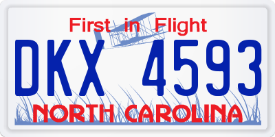 NC license plate DKX4593