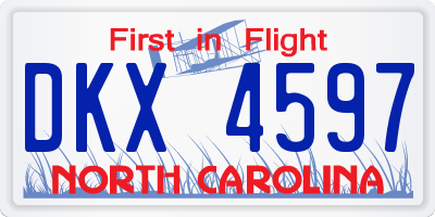 NC license plate DKX4597