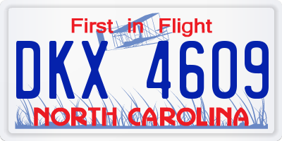 NC license plate DKX4609