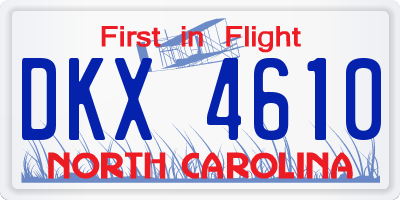 NC license plate DKX4610