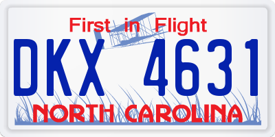 NC license plate DKX4631