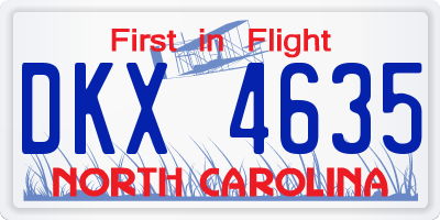 NC license plate DKX4635
