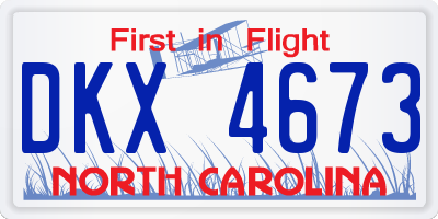 NC license plate DKX4673