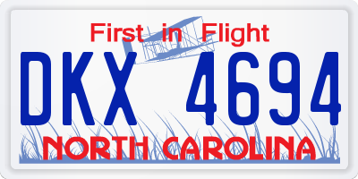 NC license plate DKX4694