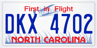 NC license plate DKX4702