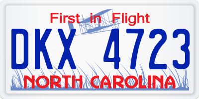 NC license plate DKX4723
