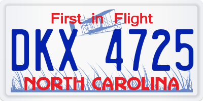 NC license plate DKX4725