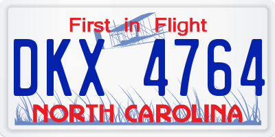 NC license plate DKX4764
