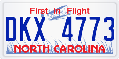 NC license plate DKX4773