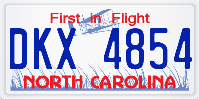 NC license plate DKX4854