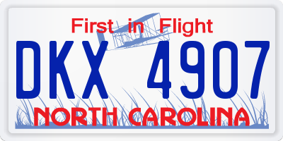 NC license plate DKX4907