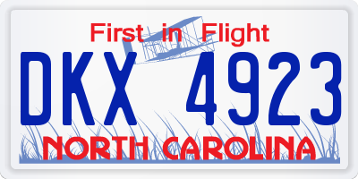 NC license plate DKX4923