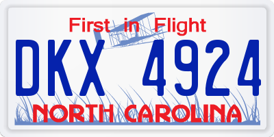 NC license plate DKX4924