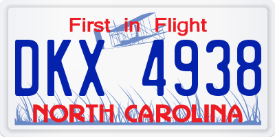 NC license plate DKX4938