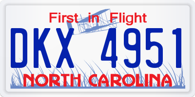 NC license plate DKX4951