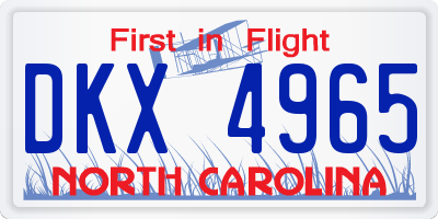 NC license plate DKX4965